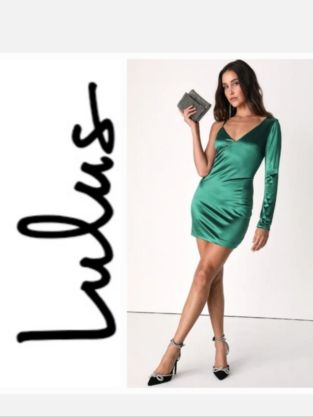 Lulus Totally Glowing Emerald Green Satin One-Shoulder Bodycon Dress Sz XS NWT